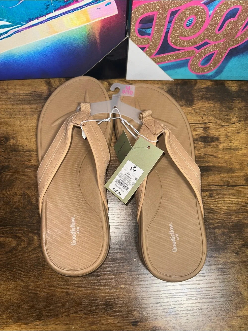 Men's lan Comfort Flip Flop Thong Sandals - Goodfellow & Co™ Tan Medium 9/10